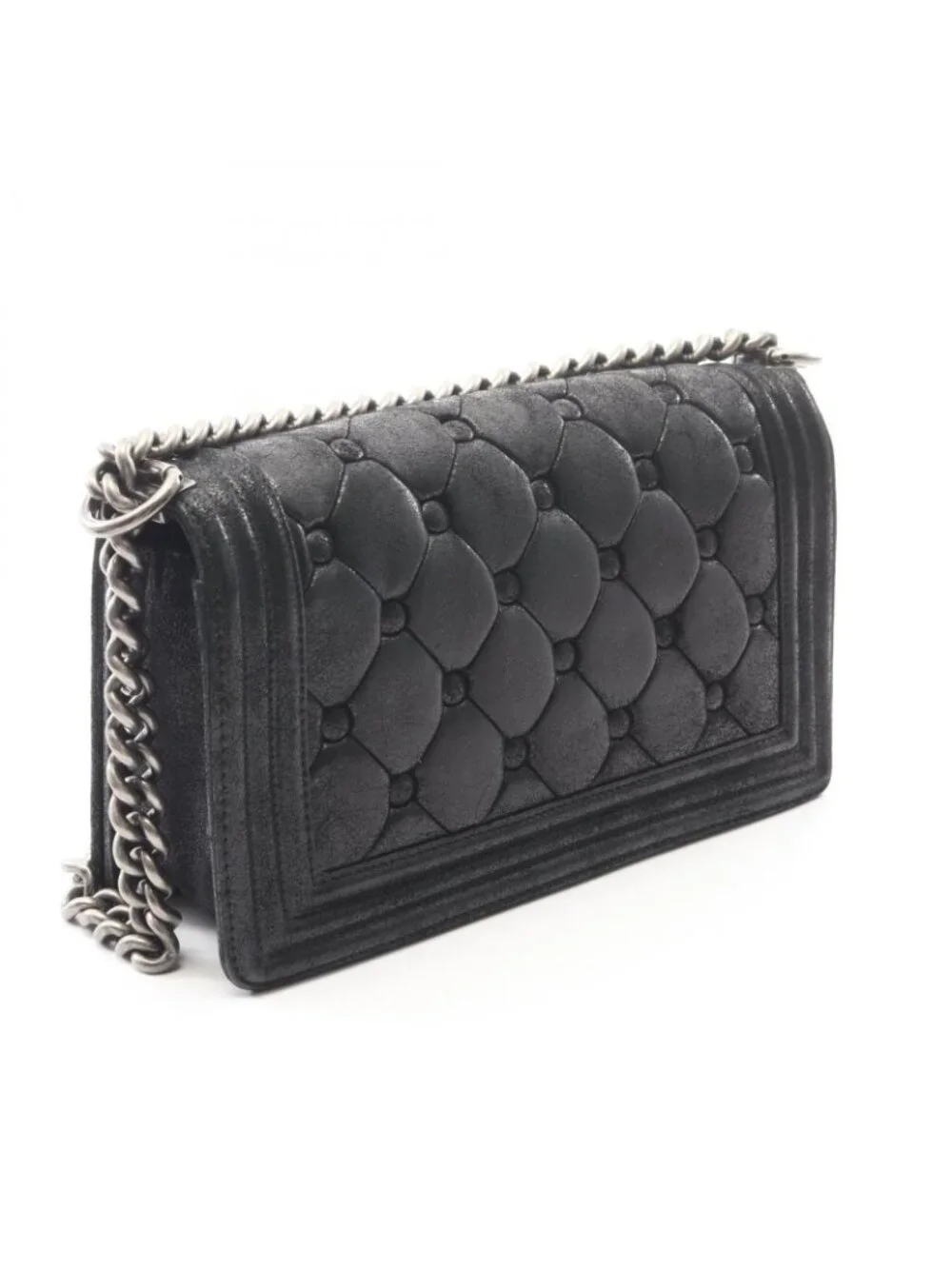 Chanel Shoulder Bag Boy Black Leather Boy Chain